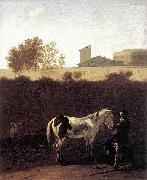 Karel Dujardin Italian Landscape with Herdsman and a Piebald Horse painting